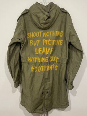 Denim & Supply Ralph Lauren Olive Green Military Parka with Yellow Script